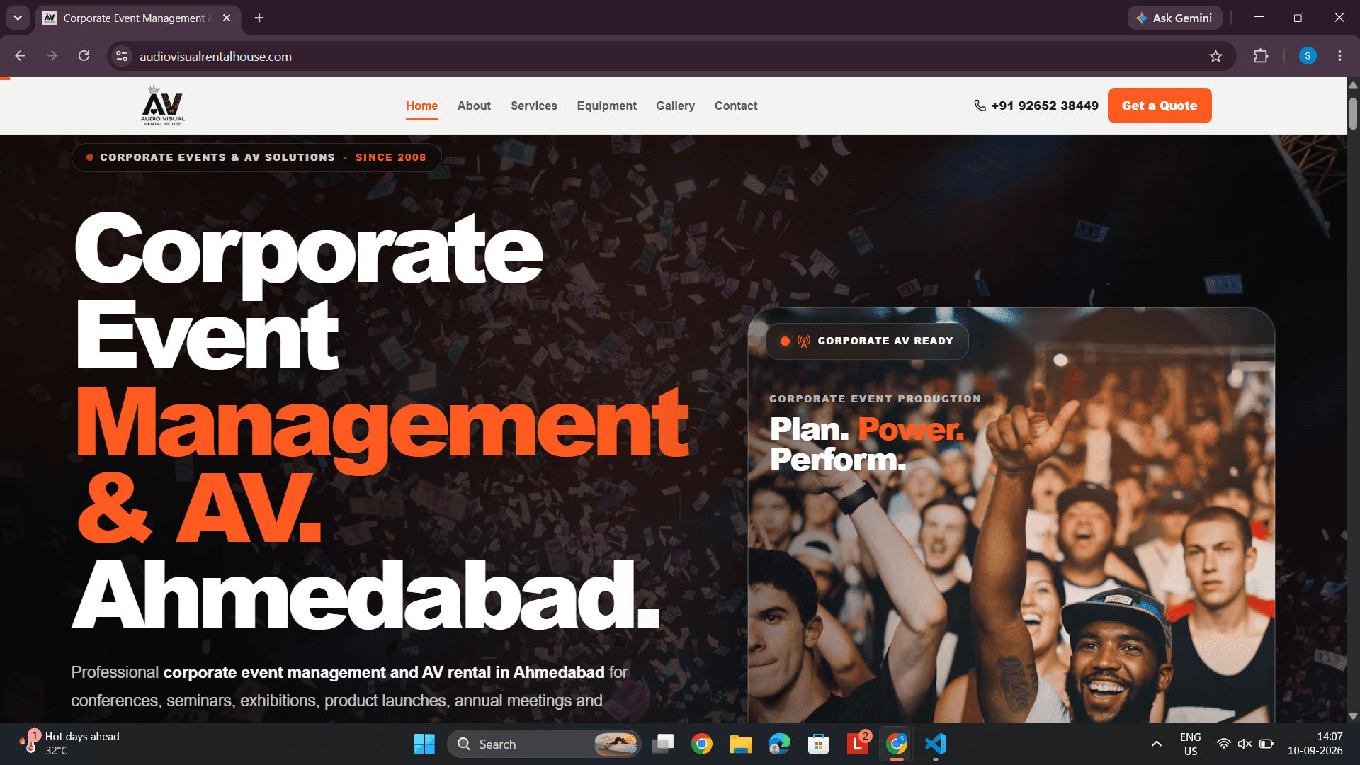 Audio Visual Rental House website development project