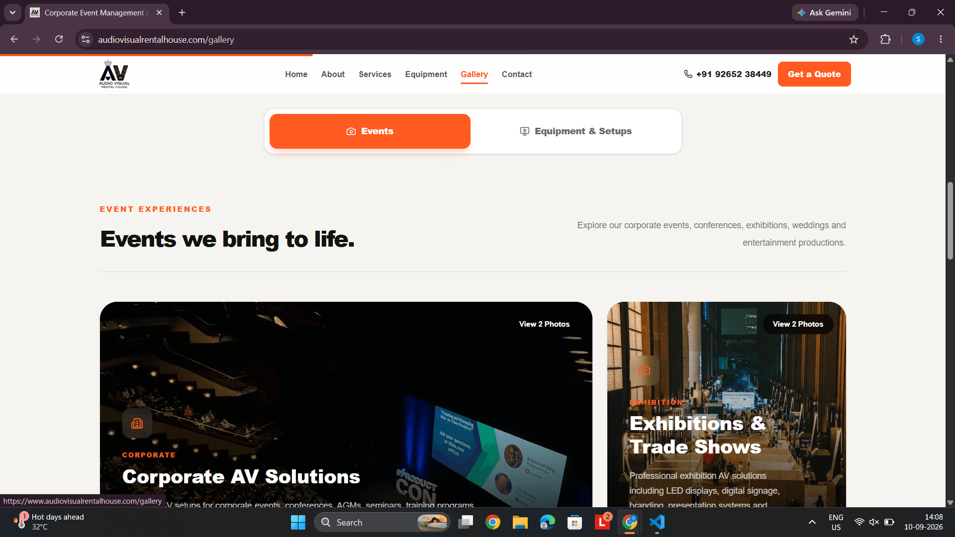 Audio Visual Rental House website screenshot 4